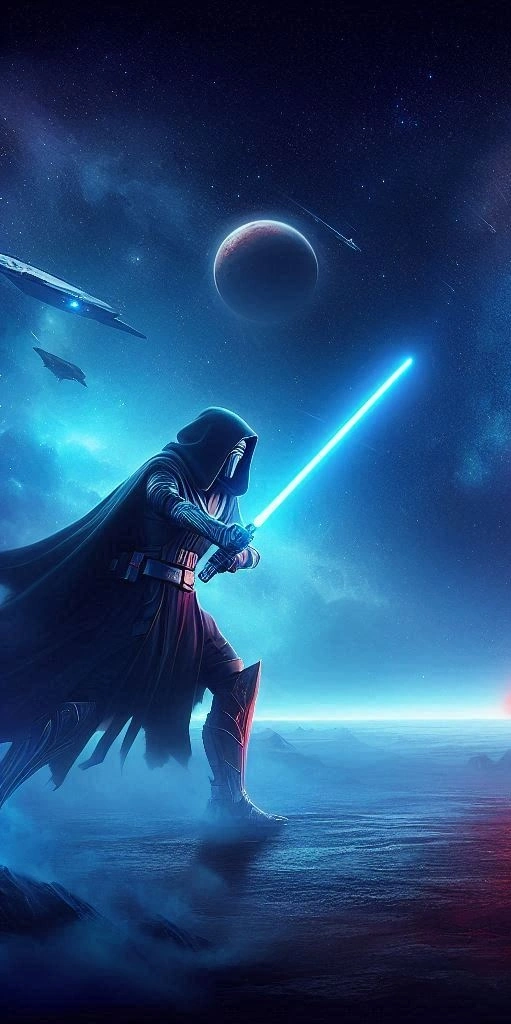 un combat entre un jedi à gauche et un sith à droite - Jedi un combat entre un jedi à gauche et un sith à droite - Jedi